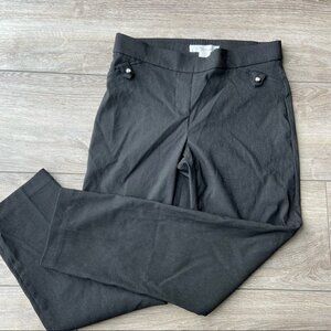 89th Madison Shiny Metallic Pearls Button Accents Pull  On Pants